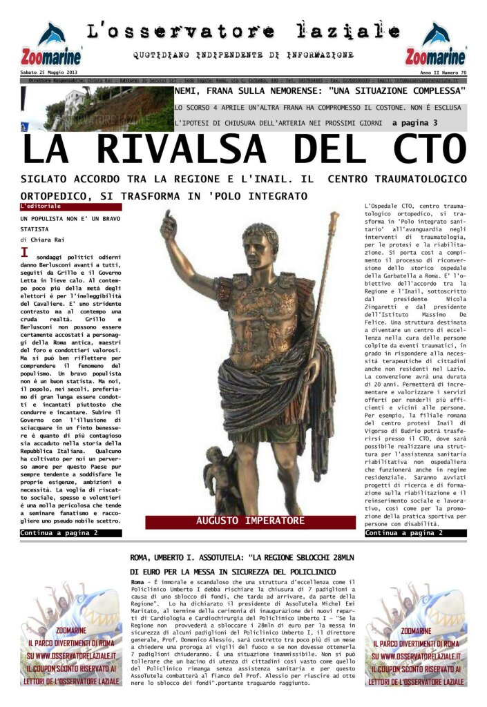 L'osservatore d'Italia edizione del 25 Maggio 2013